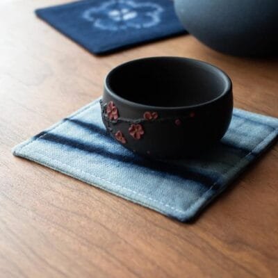 Indigo-Dyed Cup Coaster Set (Available in 6 Patterns)