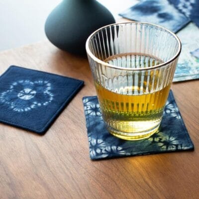 Indigo-Dyed Cup Coaster Set (Available in 6 Patterns)