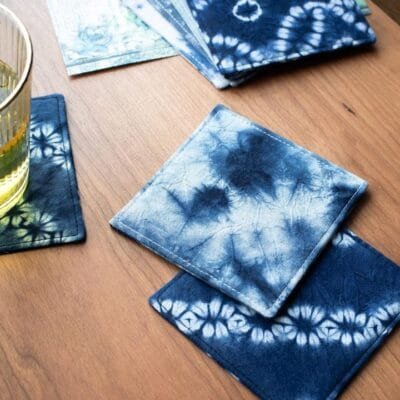 Indigo-Dyed Cup Coaster Set (Available in 6 Patterns)