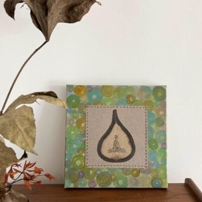 One-of-a-Kind Handcrafted Buddha in Dropshape Textile Art