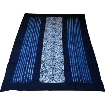 Indigo-Dyed Cotton Cloth with Embroidery