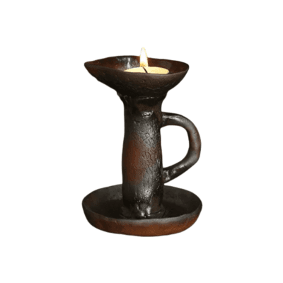 Earth Tone Style Raw Clay Candle Holder