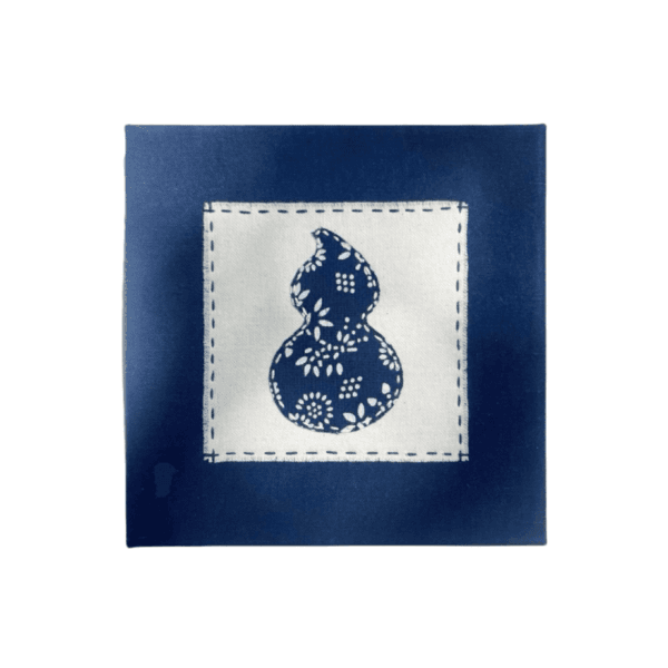 Indigo-Dyed Blue/White Gourd Pattern Wall Art
