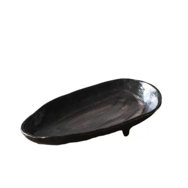 Song-Inspired Brown Glazed Three-Legged Handmade Ceramic Plate