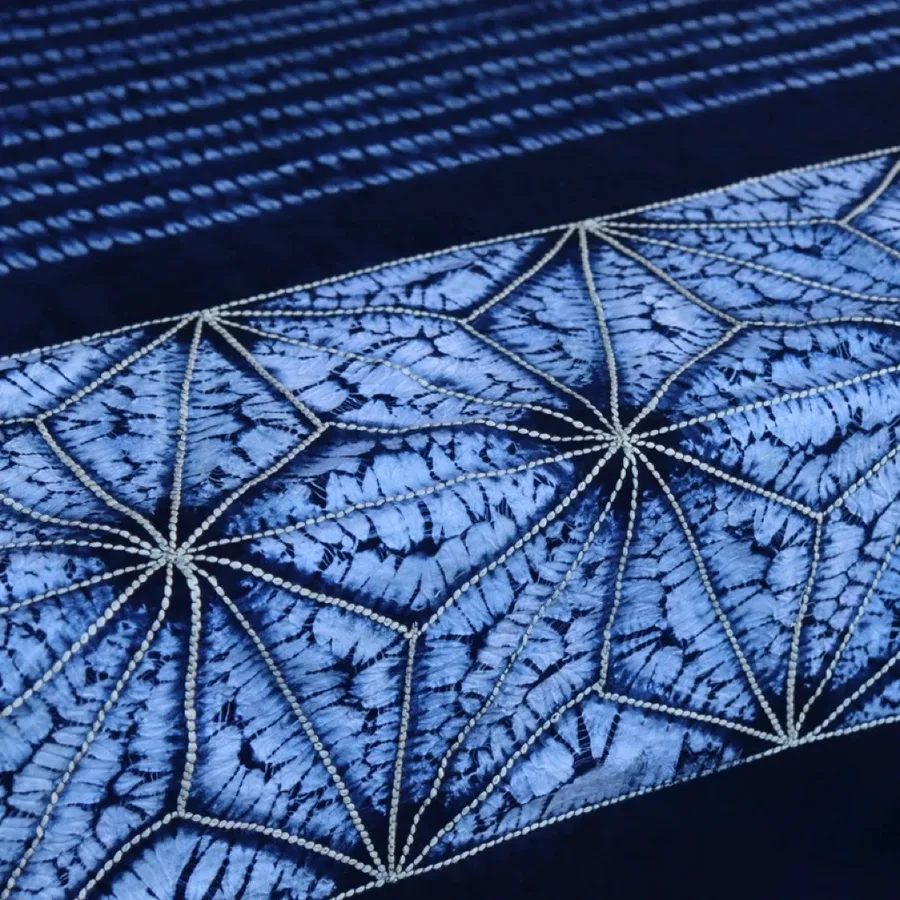 Indigo-Dyed Cotton Cloth with Embroidery