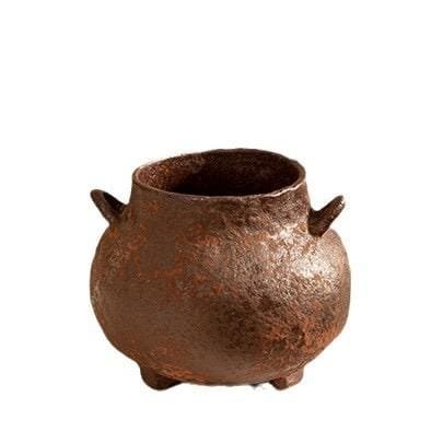 Rustic Ceramic Incense Holder with Rust Glaze Handcrafted