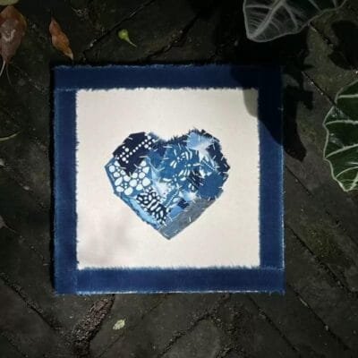 Handcrafted Indigo Heart Textile Art – Unique Decorative Piece